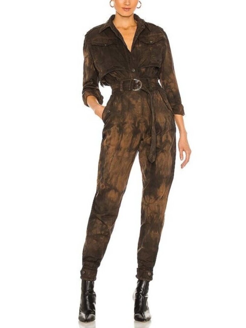 Retrofete Shirelle Sepia Denim Button Front Jumpsuit XS
